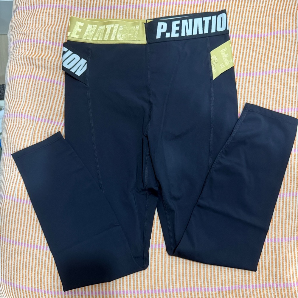 P.E Nation Backswing Sports Bra Small and Leggings Medium Black Gold - Picture 12 of 16